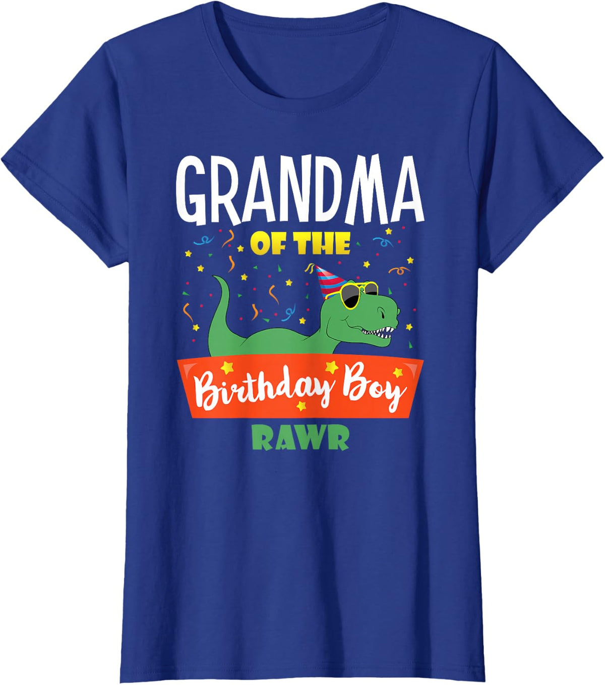 Matching Family Saurus Rex Dino Birthday Apparel Grandma of the Birthday Boy Dinosaur Grandson Grandmother T-Shirt - Royal