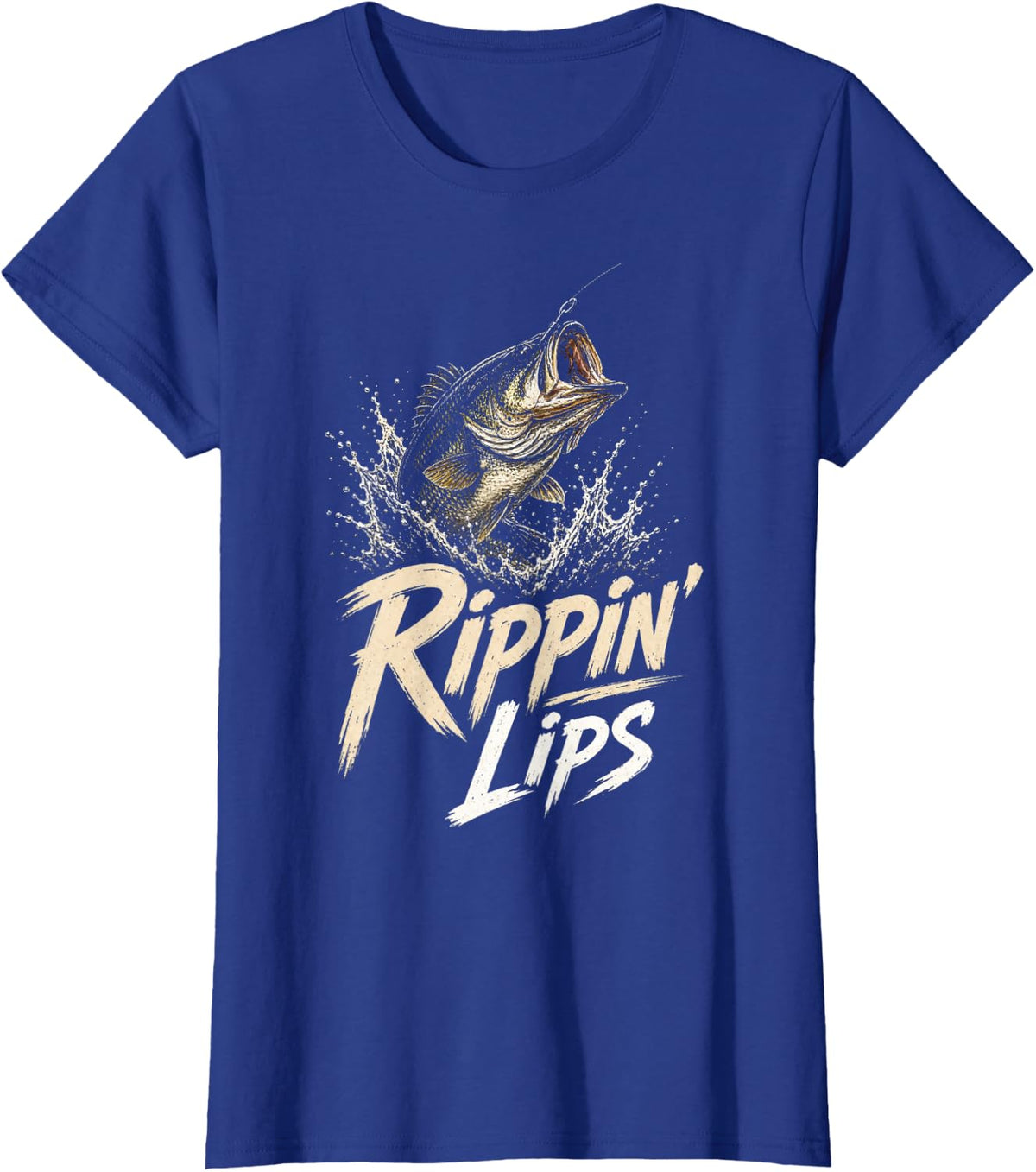 Bass Fishing Rippin' Lips Funny Angler Gift T-Shirt - Royal Blue