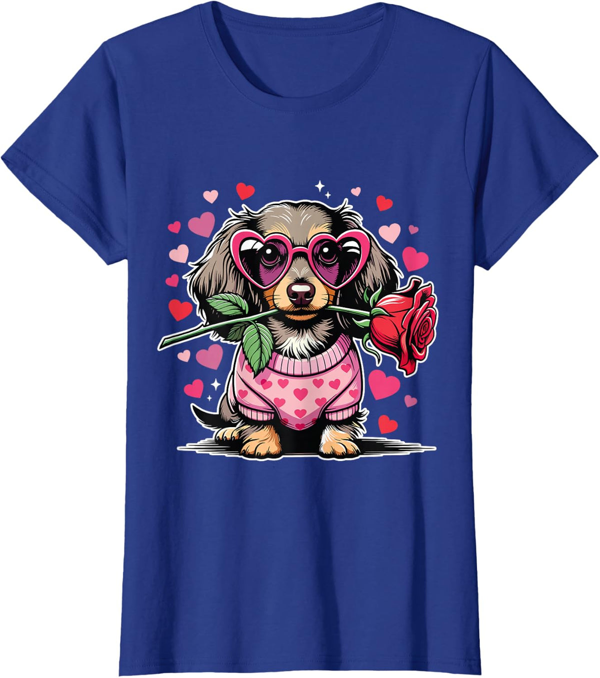 Cute Dachshund Valentines Day Dog Valentine Lover T-Shirt - Royal Blue