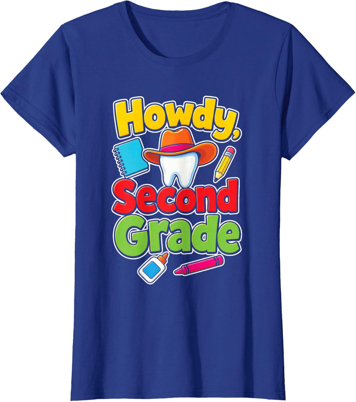 Howdy Second Grade Kids First Day Elementary School T-Shirt - Royal Blue
