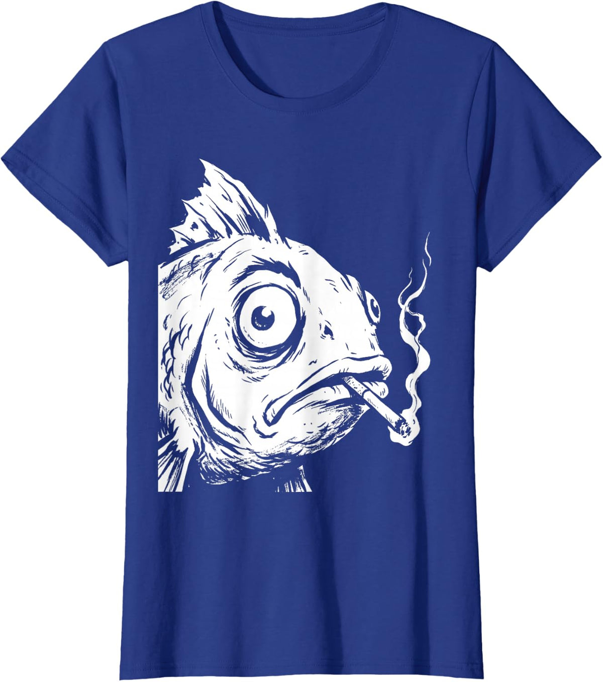 Funny Smoking Bass Fish Meme T-Shirt - Royal Blue