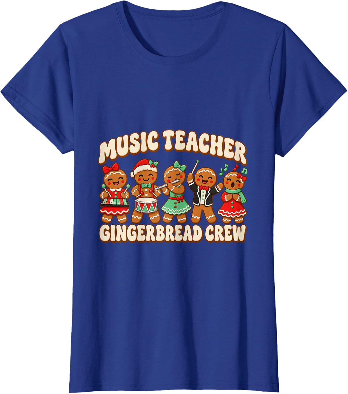 Christmas Music Teacher Christmas Cartoon T-Shirt - Royal Blue