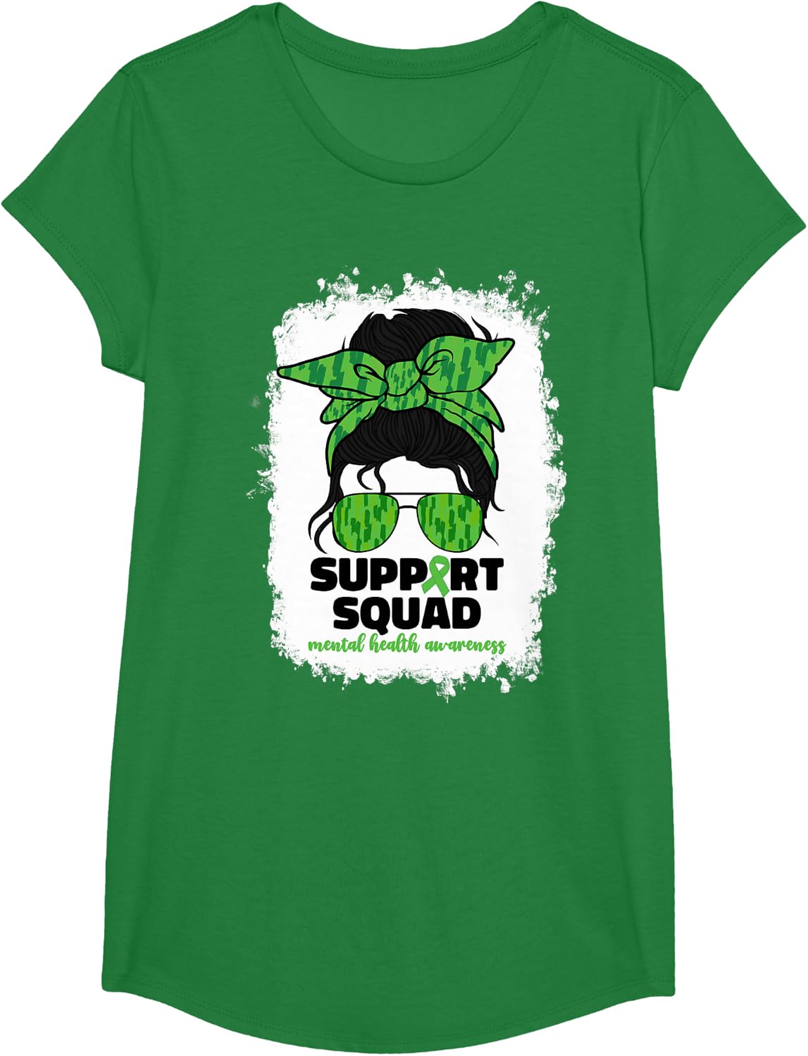 Support Squad Mental Health Awareness Month Green Women Girl T-Shirt - Girls Kelly Green