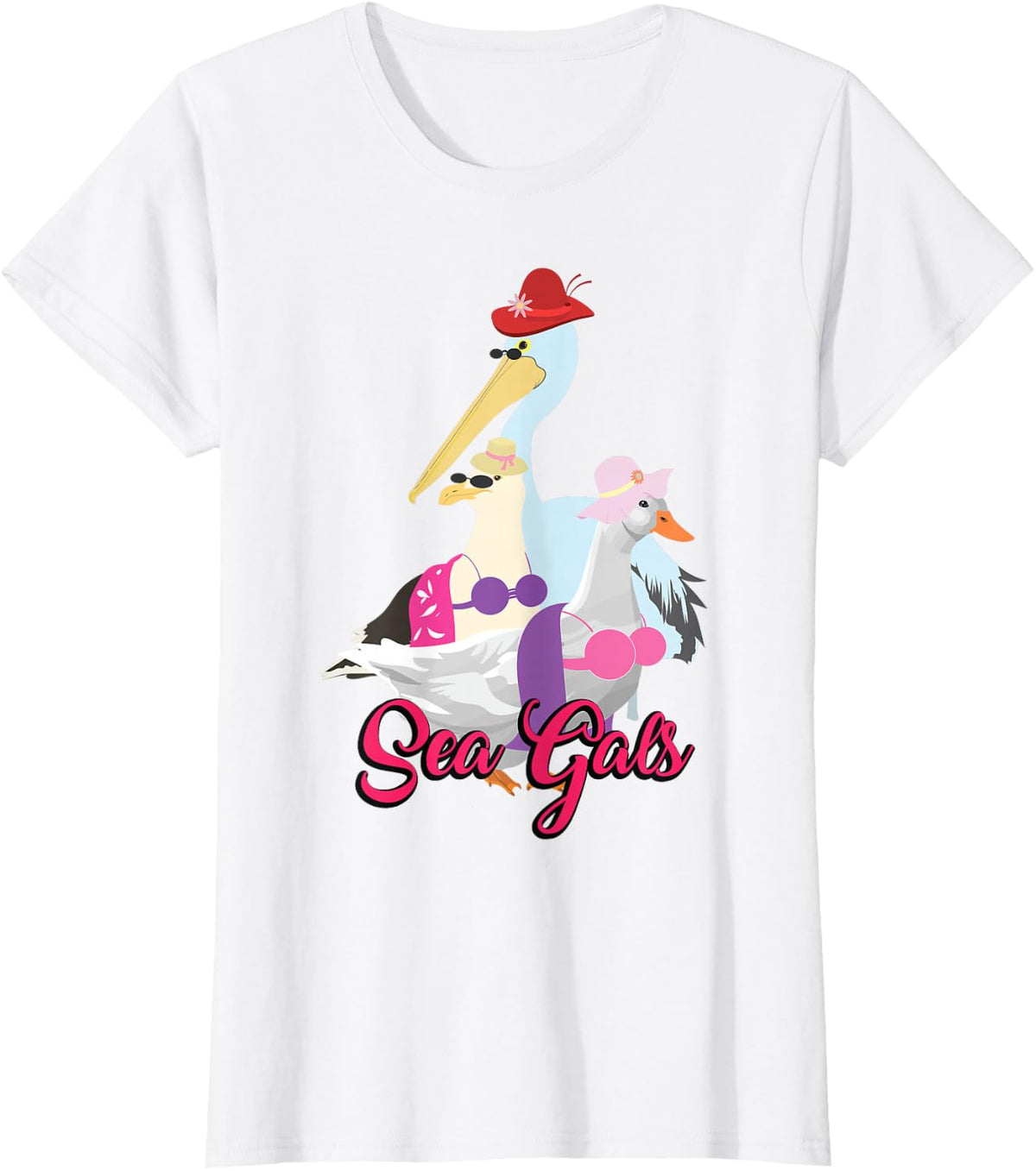 Sea Gals Funny Seagull Tees for Women Best Friends Bestie Squad T Shirts - White