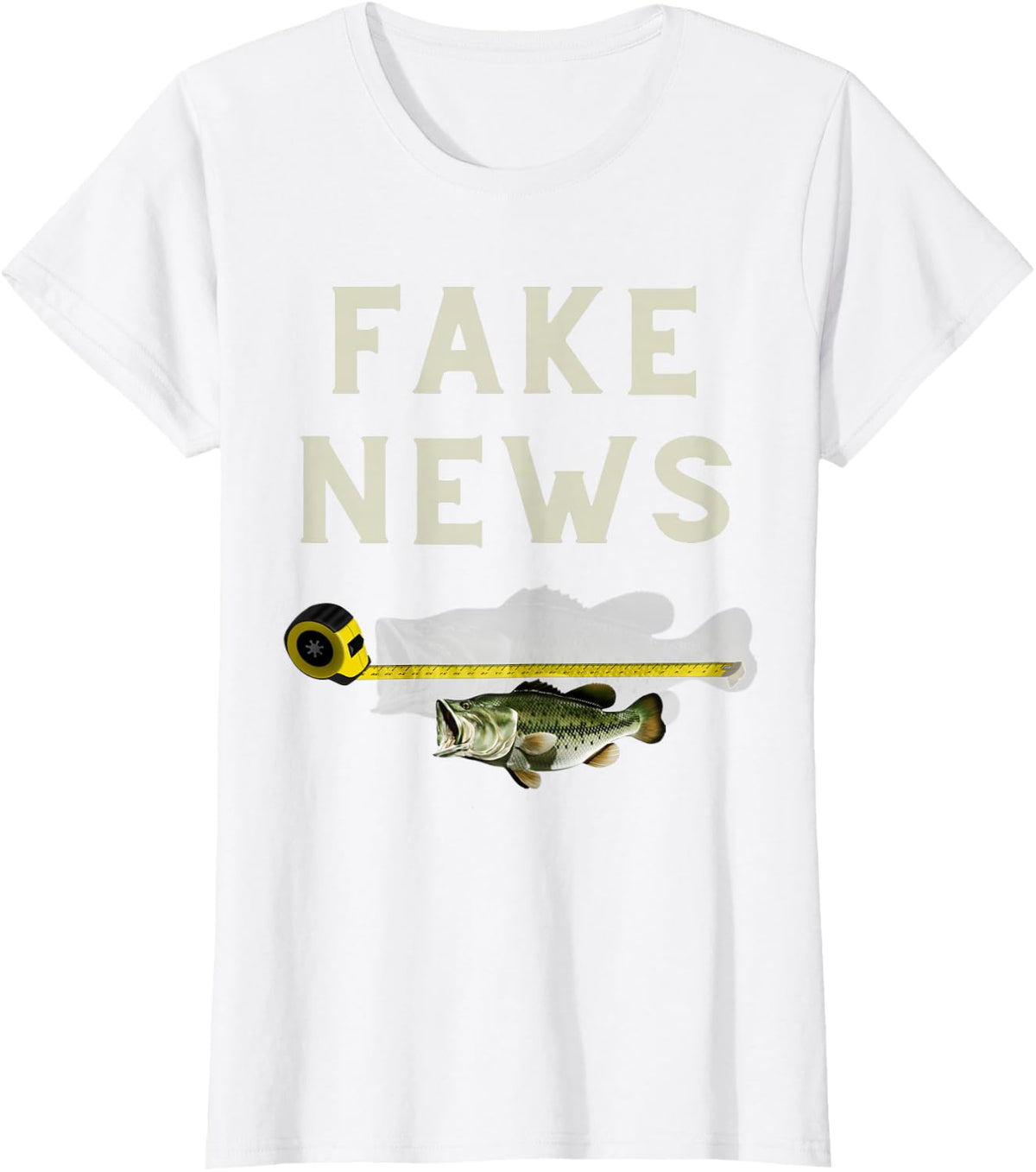 Funny Fake News large mouth bass fishing design T-Shirt - White