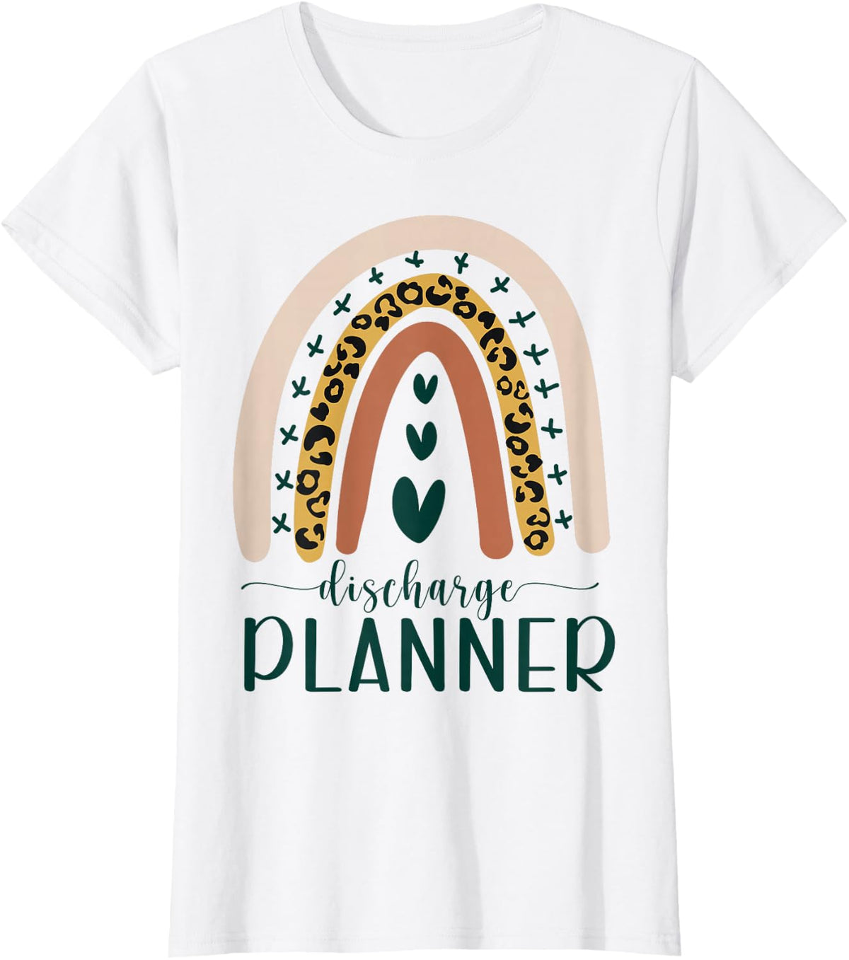 Hospital Discharge Planner Appreciation Leopard Rainbow Cute T-Shirt - White