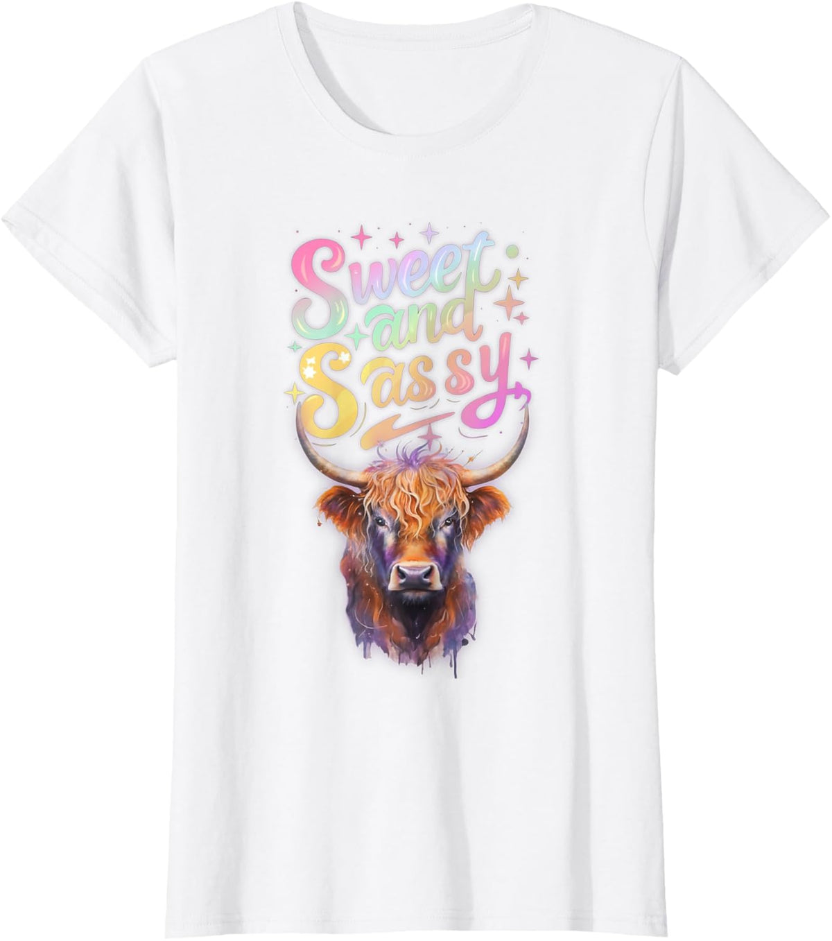 Sweet and Sassy Highland Cow T-Shirt - White