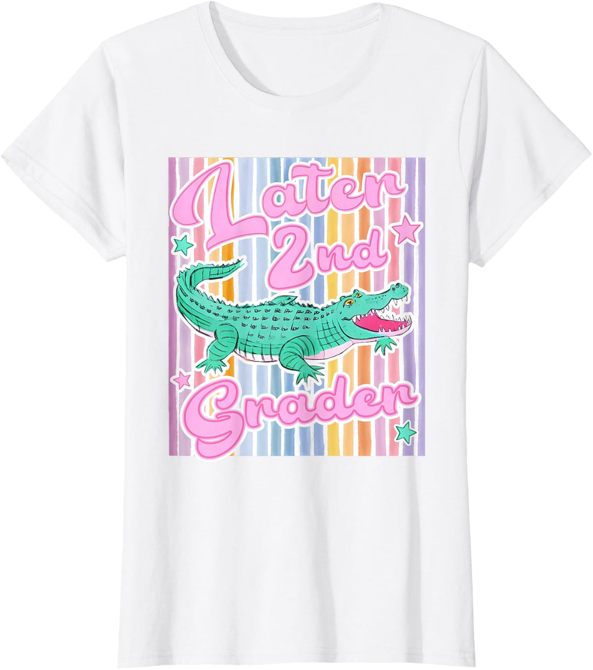 Later Second Grader Alligator Funny Meme Last Day of School T-Shirt - White