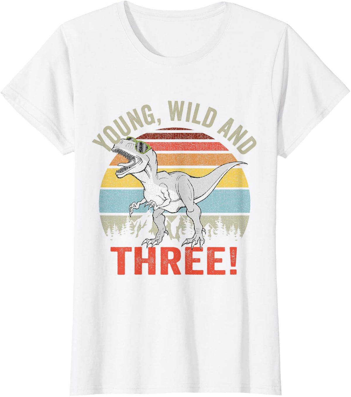 Three Rex 3rd Birthday 3 Year Old Dino T Rex Boys Dinosaur T-Shirt - White