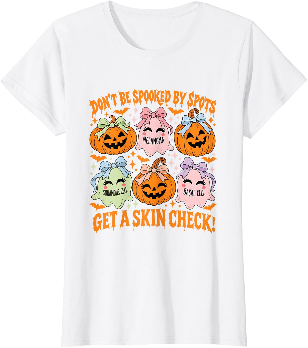 Melanoma Skin Cancer Halloween Skin Check Dermatologist T-Shirt - White