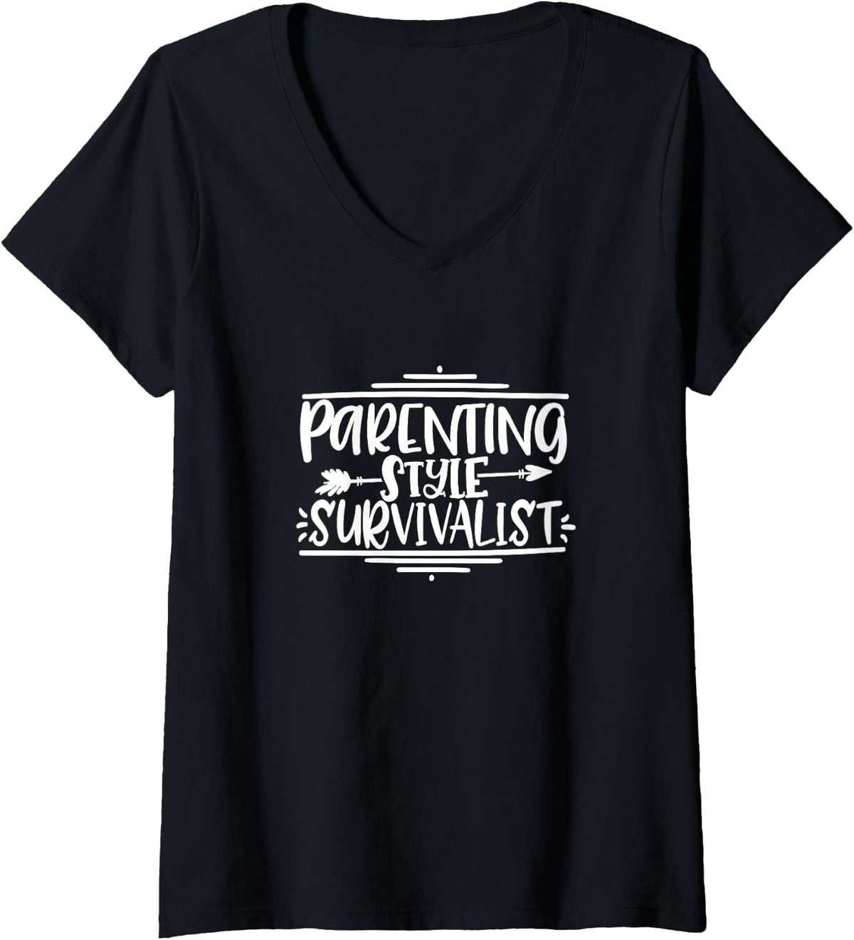 Women's Parenting Style Survivalist - Funny mom - Funny dad Parent V-Neck T-Shirt - Black