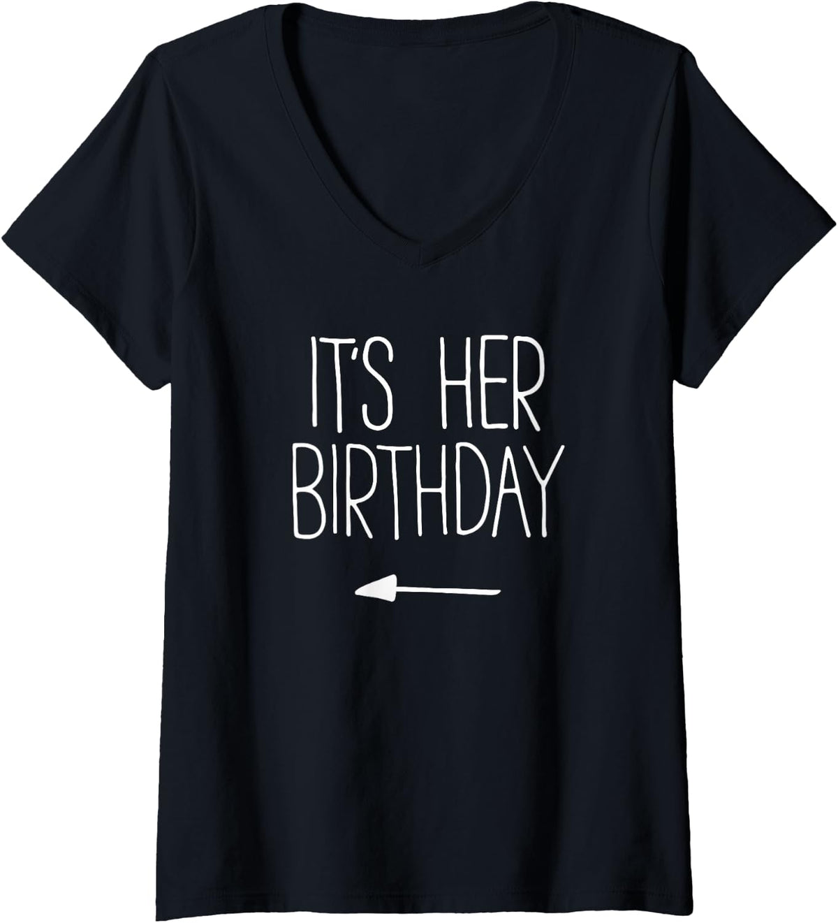 Women's It's Her Birthday Shirt Men Women Kids Boy Girl Crew Squad V-Neck T-Shirt - Black