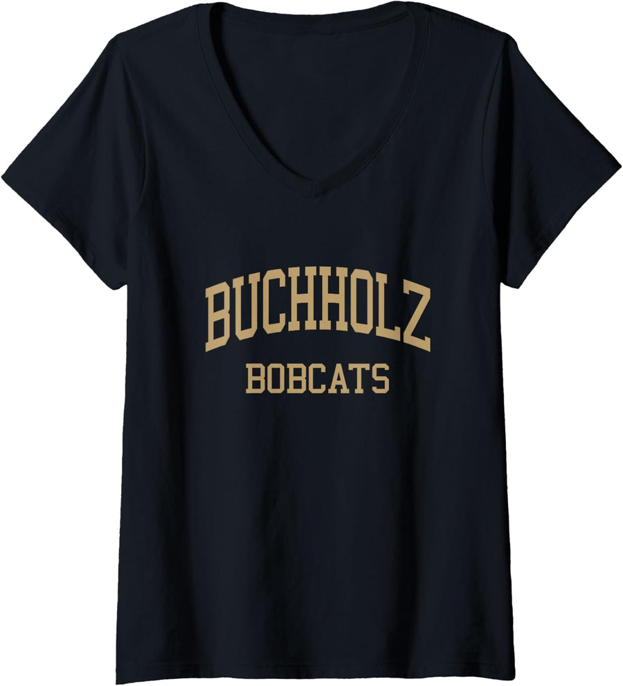Womens Buchholz High School HS Gainesville FL Retro Sports V-Neck T-Shirt - Black