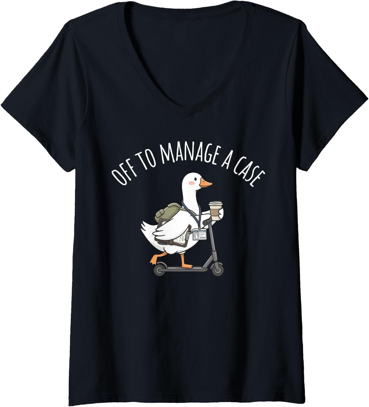 Women's Off to Manage a Case Funny Goose Social Worker Management V-Neck T-Shirt - Black
