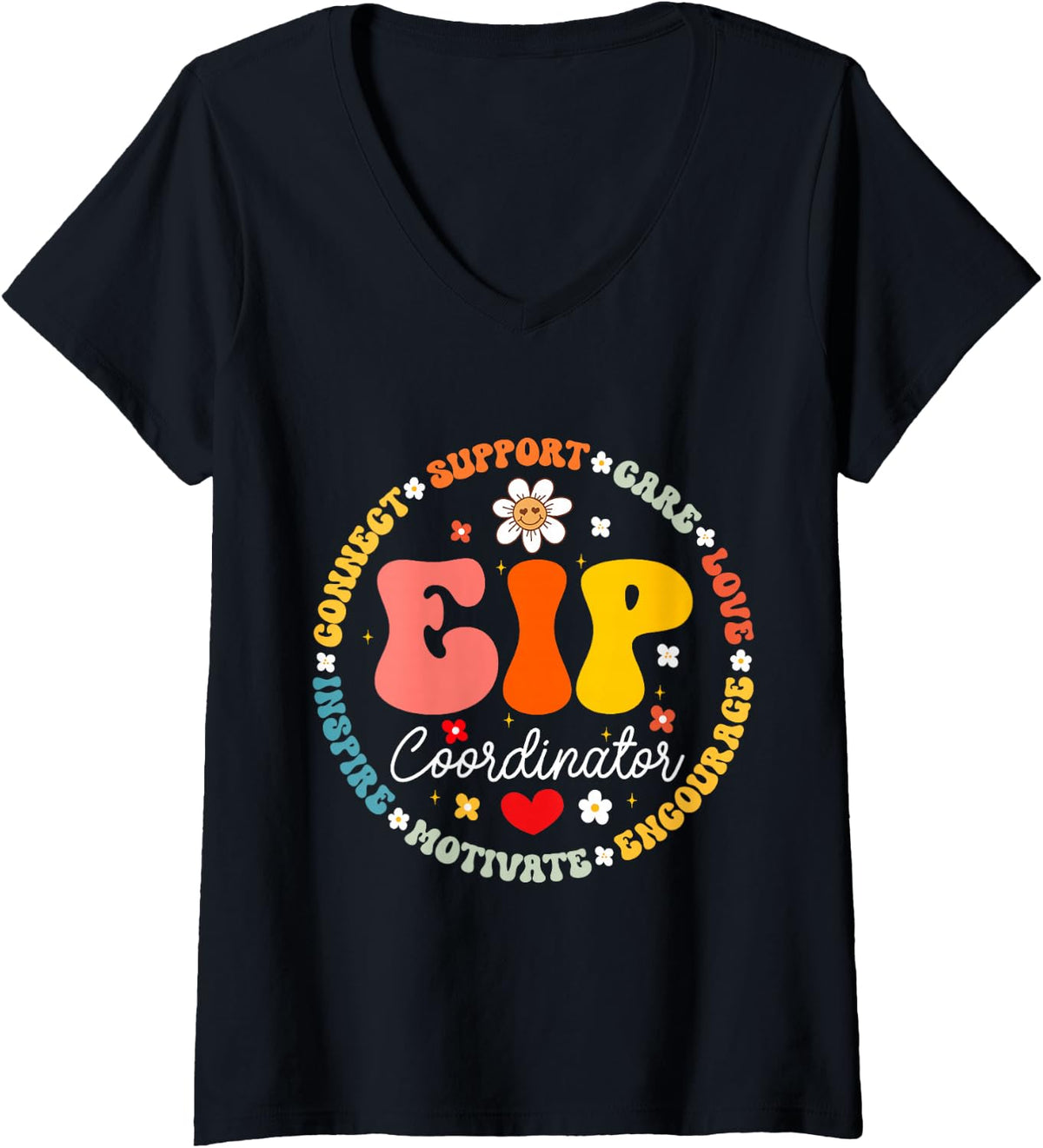 Women's EIP Coordinator Teacher Appreciation Week Back to School V-Neck T-Shirt - Black