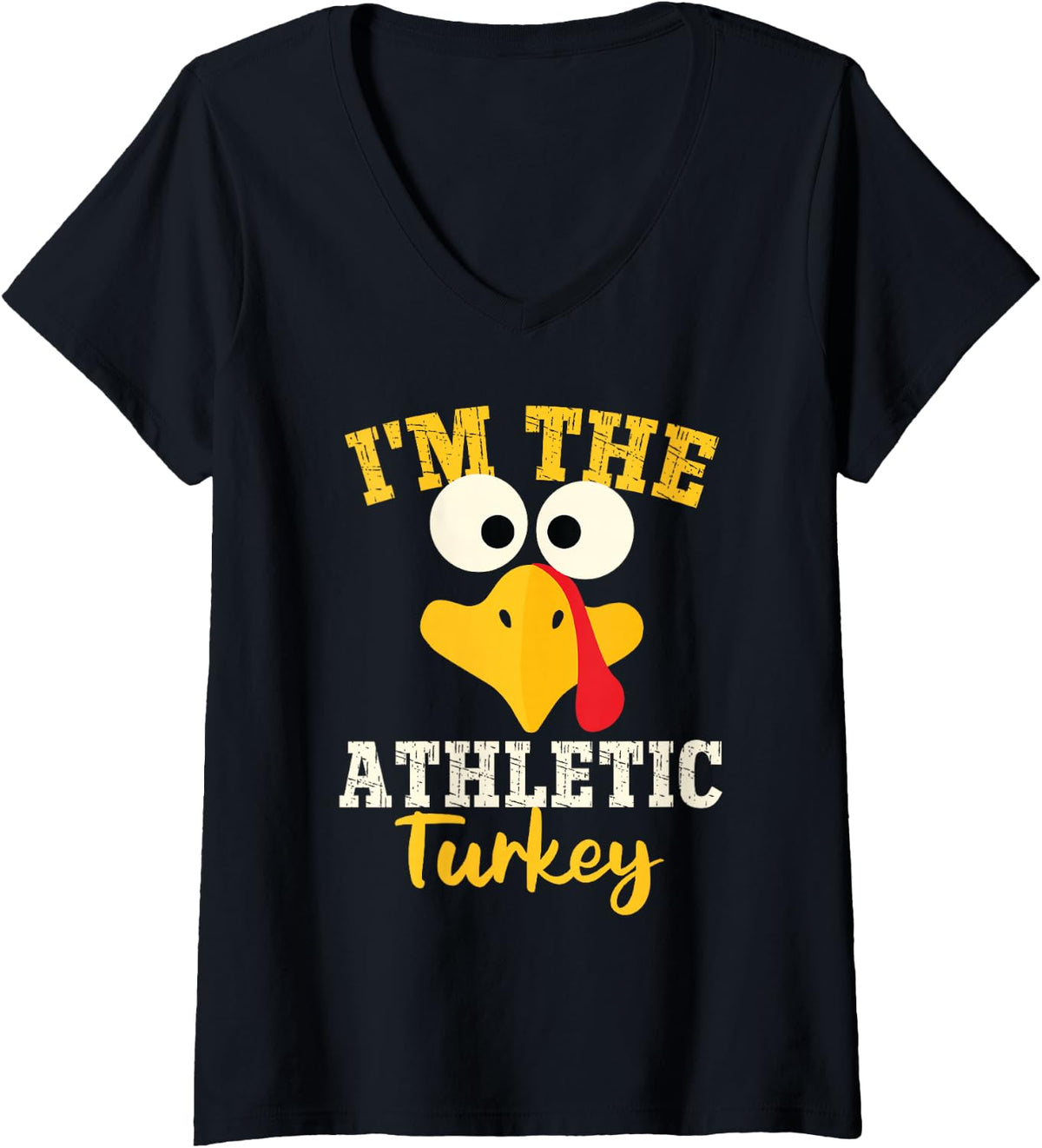 Women's I'm Athletic Turkey Family Matching Thanksgiving Group Party V-Neck T-Shirt - Black