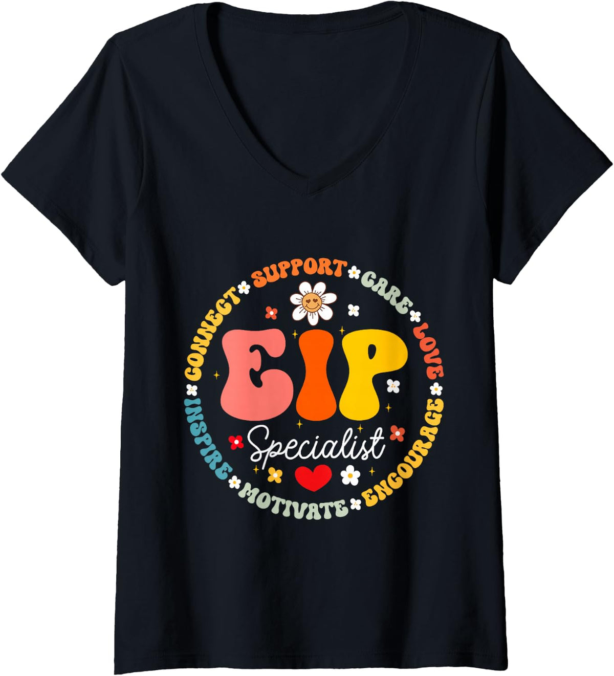 Women's EIP Specialist Teacher Appreciation Week Back to School V-Neck T-Shirt - Black