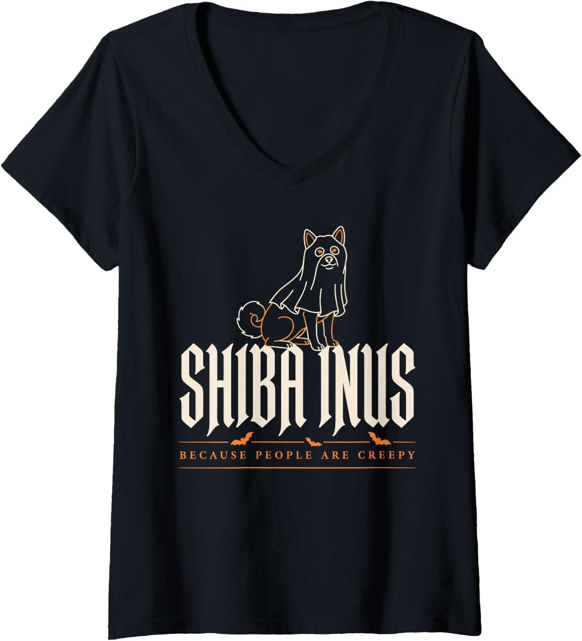 Women's Shiba Inus Because People are Creepy V-Neck T-Shirt - Black