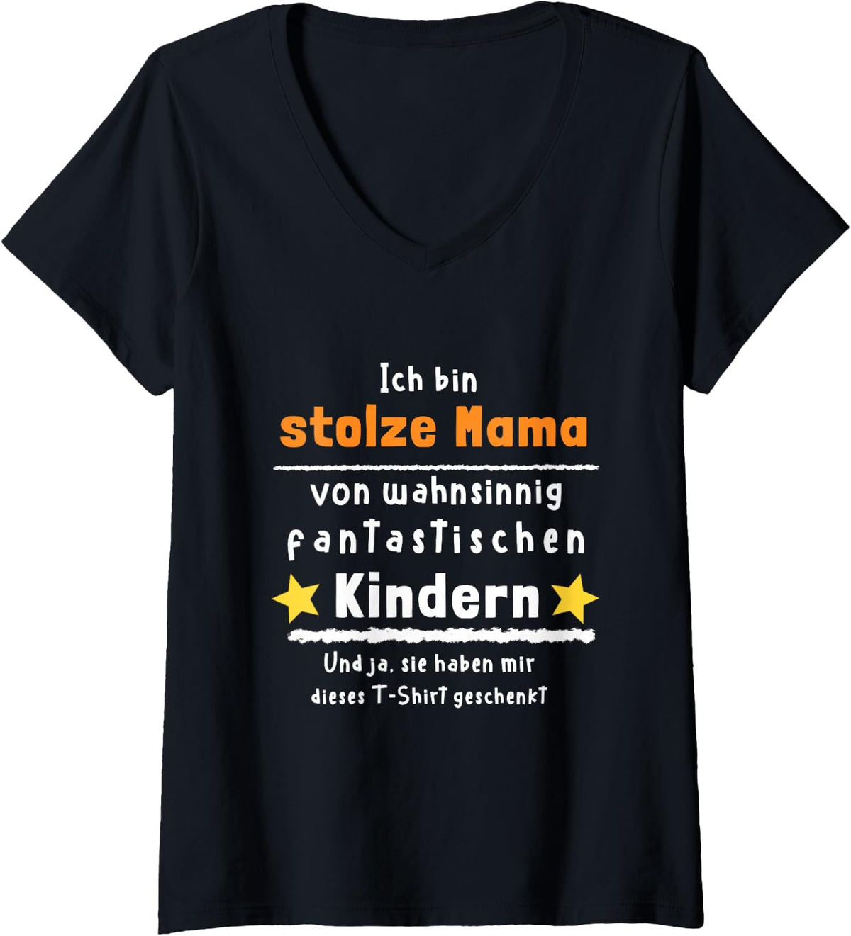 Women's Proud Mom of Fantastic Kids - German Quote Mother’s Day V-Neck T-Shirt - Black