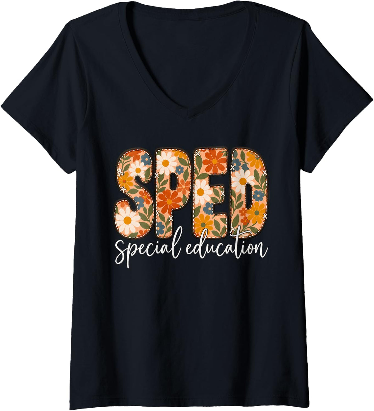 Women's Special Education Teacher Sped Squad SPED Teacher V-Neck T-Shirt - Black