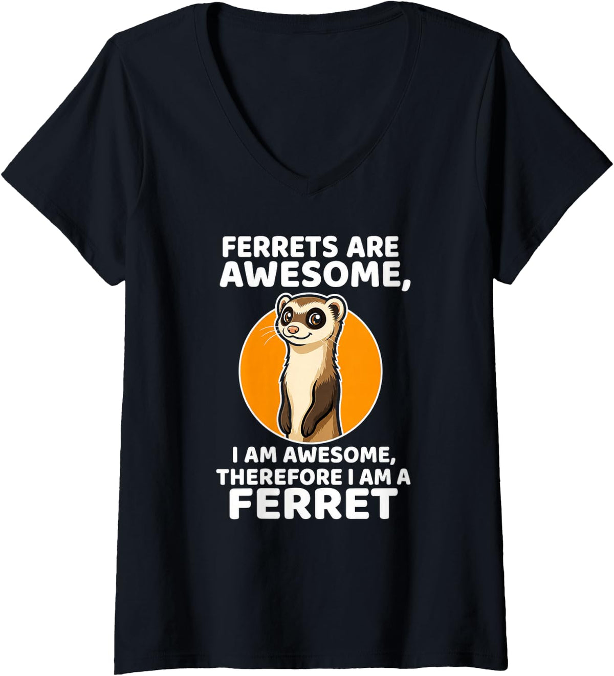 Women's Ferret Lover Awesome Ferret V-Neck T-Shirt - Black