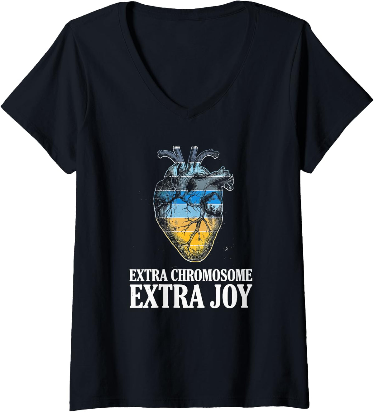 Women's Extra Chromosome Extra Joy - Down Syndrome Awareness V-Neck T-Shirt - Black