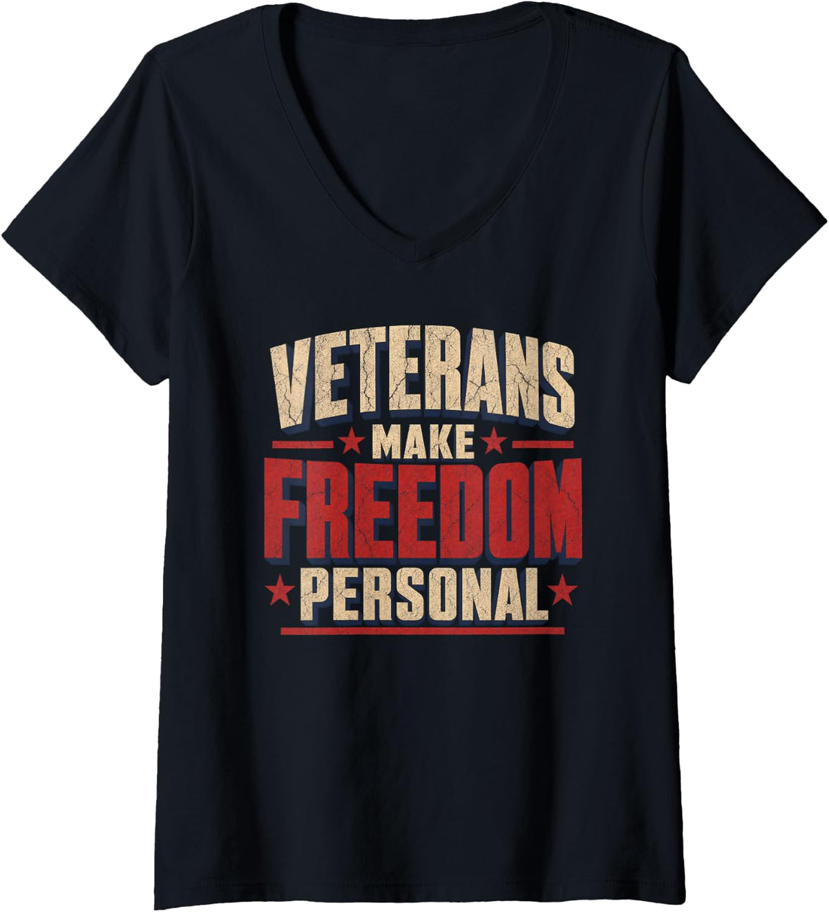 Women's Veterans Day Freedom Personal V-Neck T-Shirt - Black
