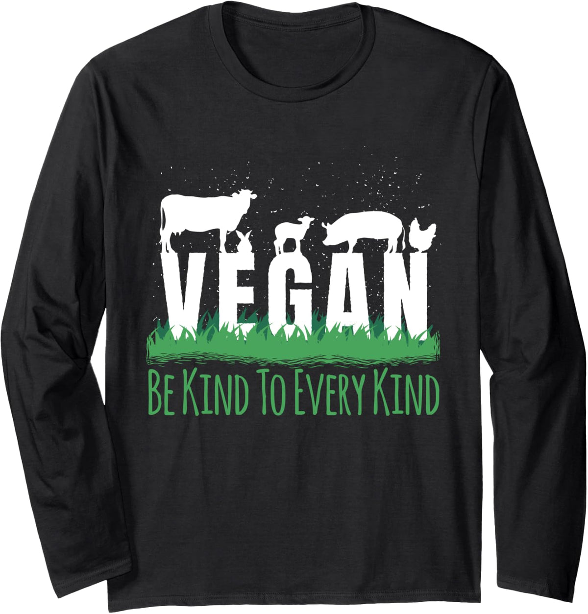 Be Kind To Every Kind - Vegan Kindness Veganism Animals Zip Long Sleeve T-Shirt - Adult Unisex Black