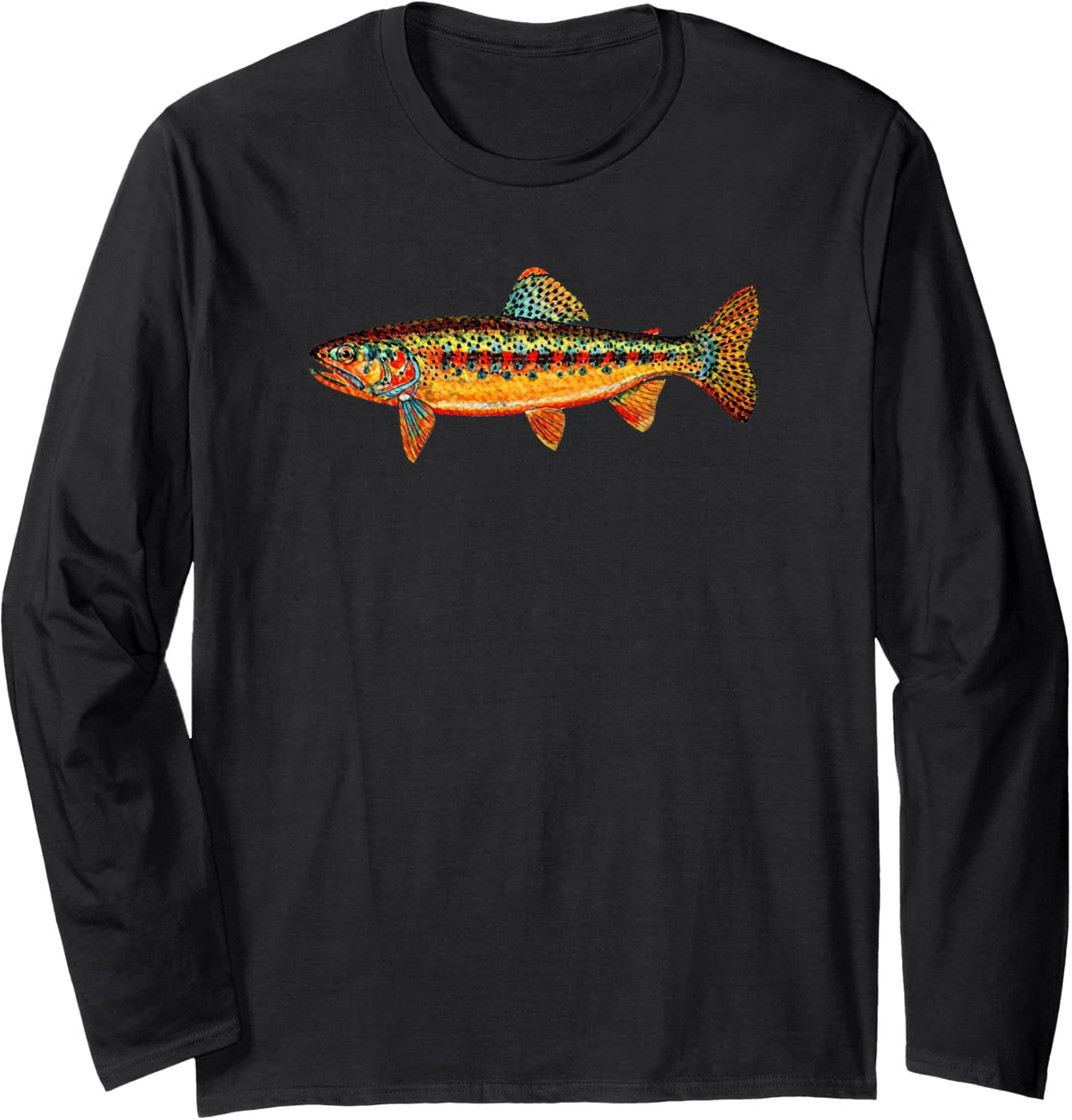 Retro Golden Trout - Fly Fishing Long Sleeve Shirt - Adult Unisex Black