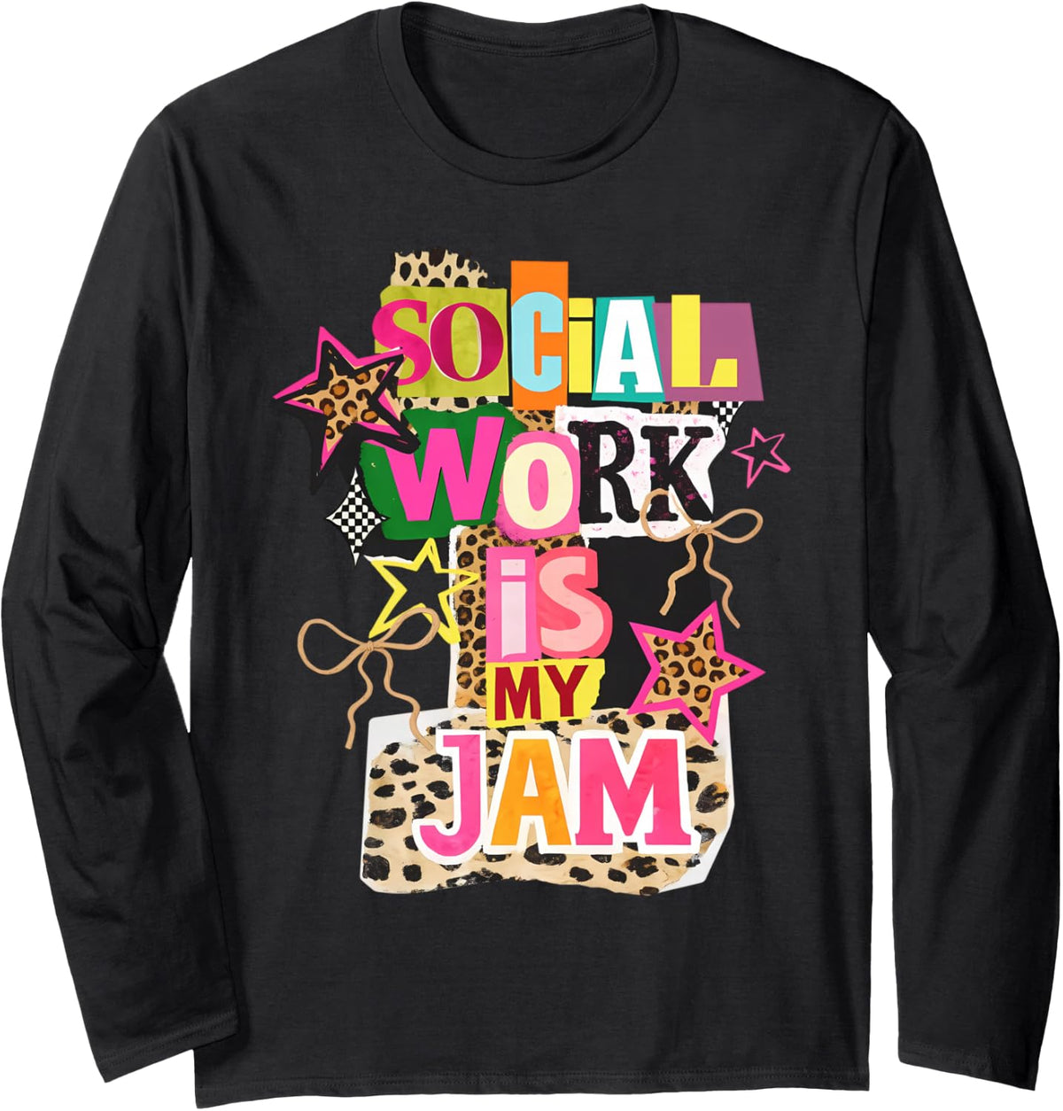 Vintage Y2K Social Worker Social Work is My Jam Coquette Long Sleeve T-Shirt - Adult Unisex Black