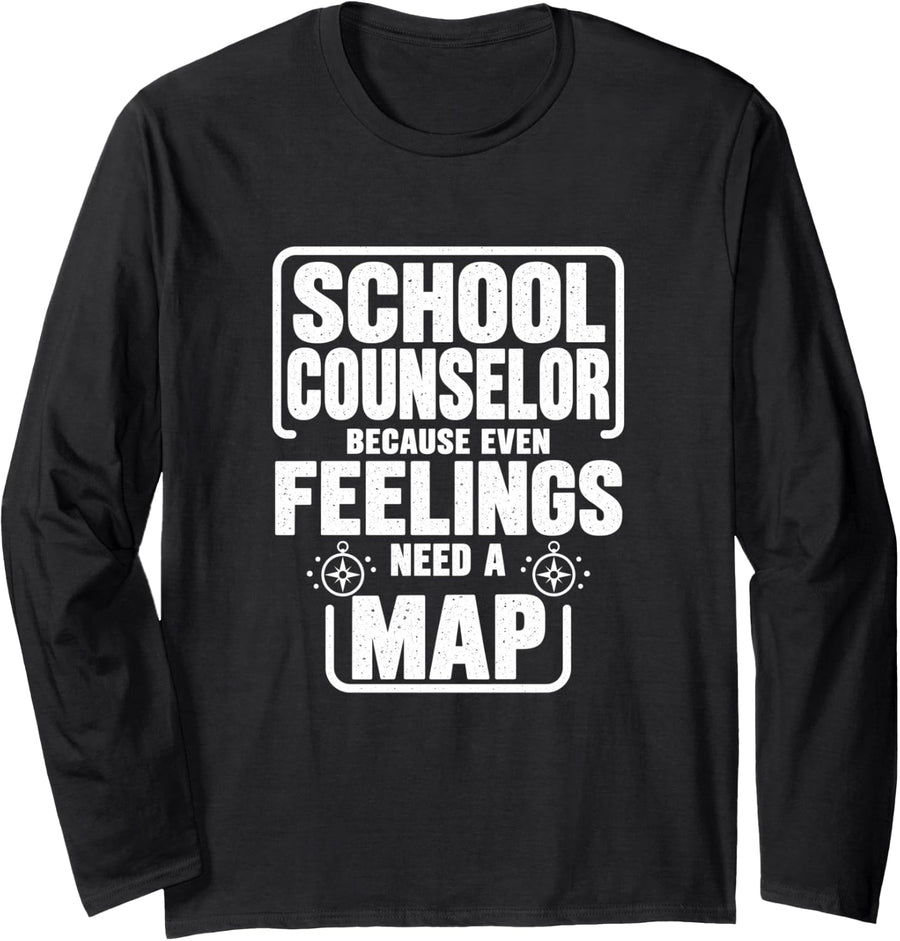 School Counselor Feelings map Mental Health Staff Long Sleeve T-Shirt - Adult Unisex Black