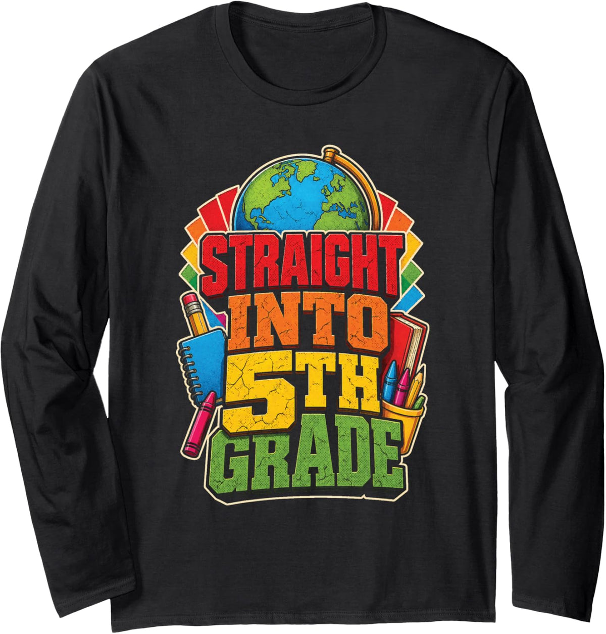 5th Grade Straight Into Elementary School First Day Kids Long Sleeve T-Shirt - Adult Unisex Black