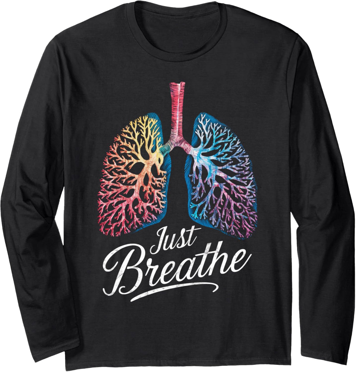 Positive Thinking Lungs Science Medical Doctor Long Sleeve T-Shirt - Adult Unisex Black