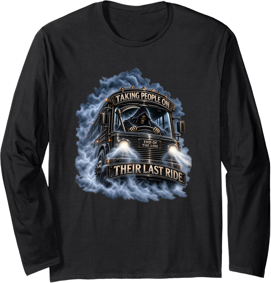 Bus Driver Halloween Long Sleeve T-Shirt - Adult Unisex Black