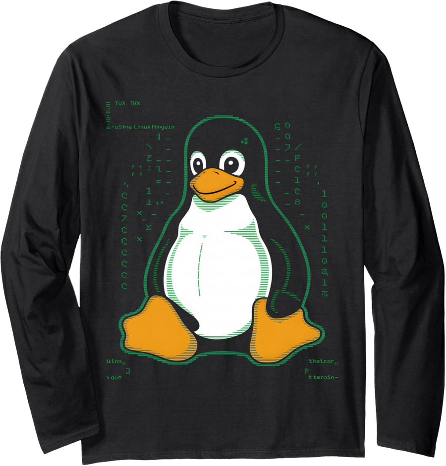 Penguin Linux Long Sleeve T-Shirt - Adult Unisex Black