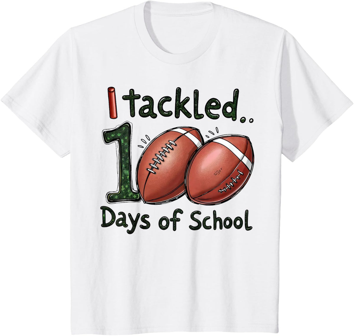 I Tackled 100 Days Of School Football 100th Day Student Boys T-Shirt - White