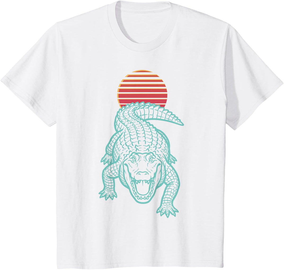 Alligator Lover Crocodile Reptile Retro Synthwave 80s Tees T-Shirts - White