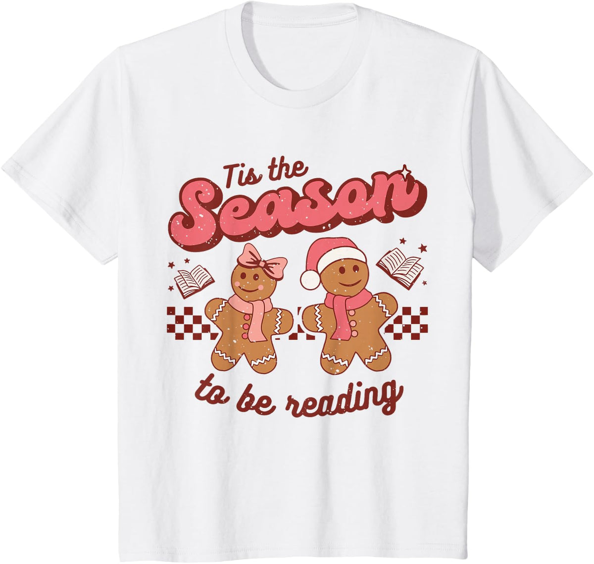 Christmas School Teacher Retro Librarian Groovy Xmas Books T-Shirt - White