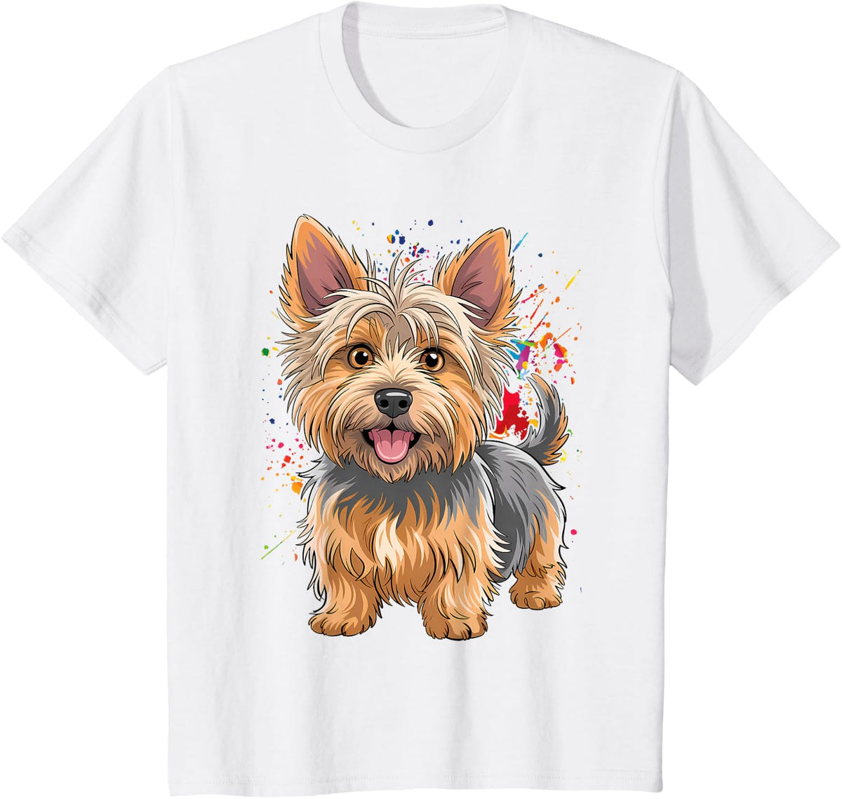 Watercolor Colorful Australian Silky Terrier Dog T-Shirt - White