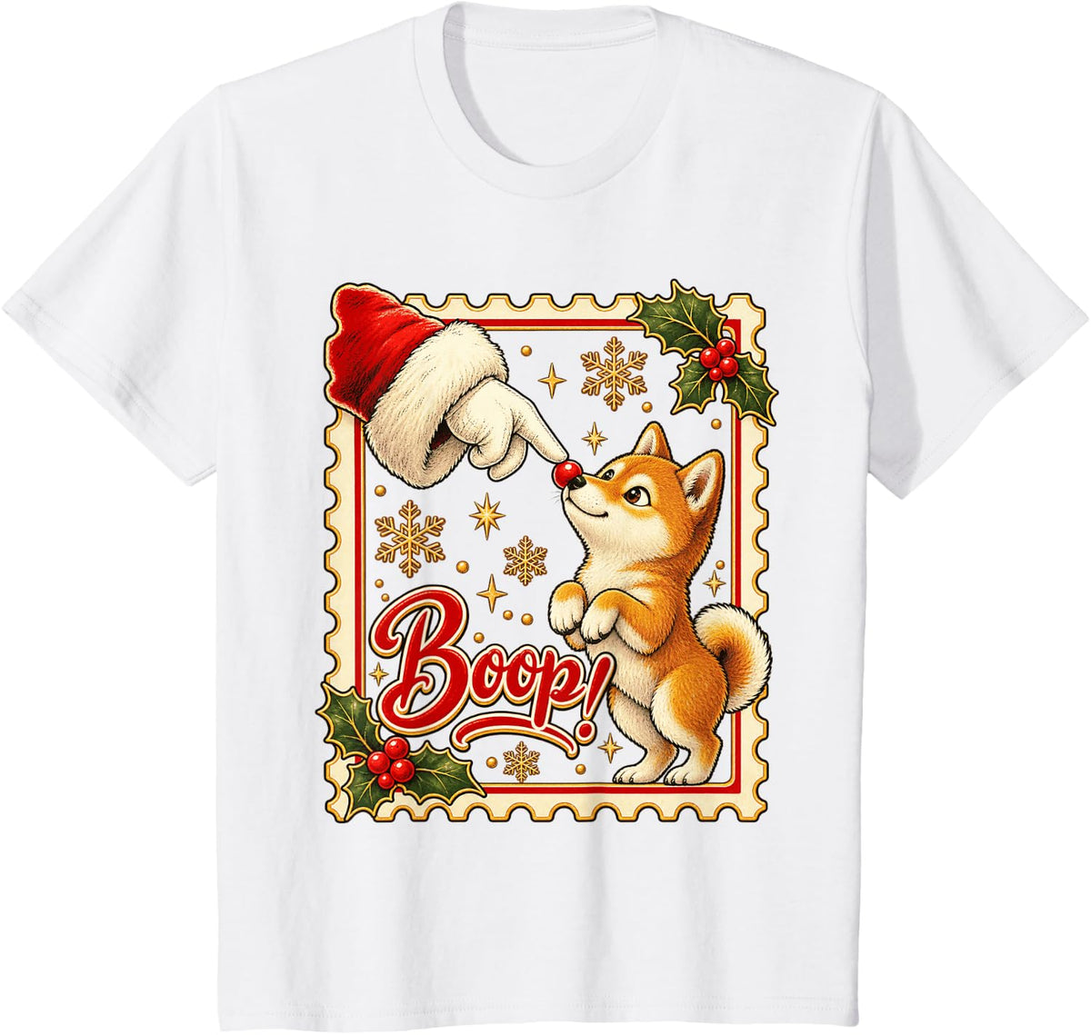 Boop! Shiba Inu Merry Christmas Nose Boop T-Shirt - White