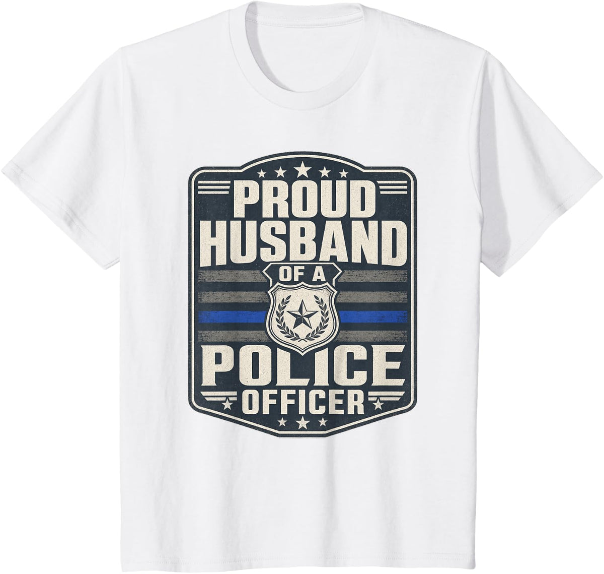 Thin Blue Line Police Shirt Proud Husband T-Shirt - White