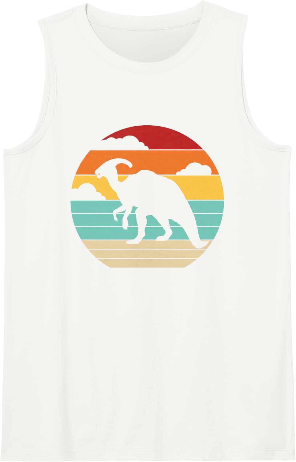 Retro Parasaurolophini Dinosaur Lover Parasaurolophus Sleeveless Tank Top - White