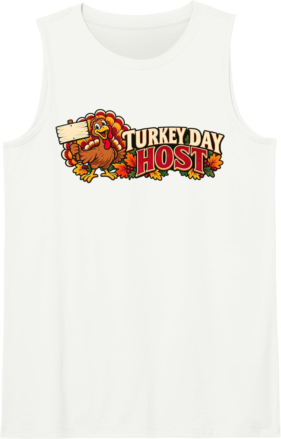Turkey Day Host Thanksgiving Celebration Sleeveless Tank Top - White