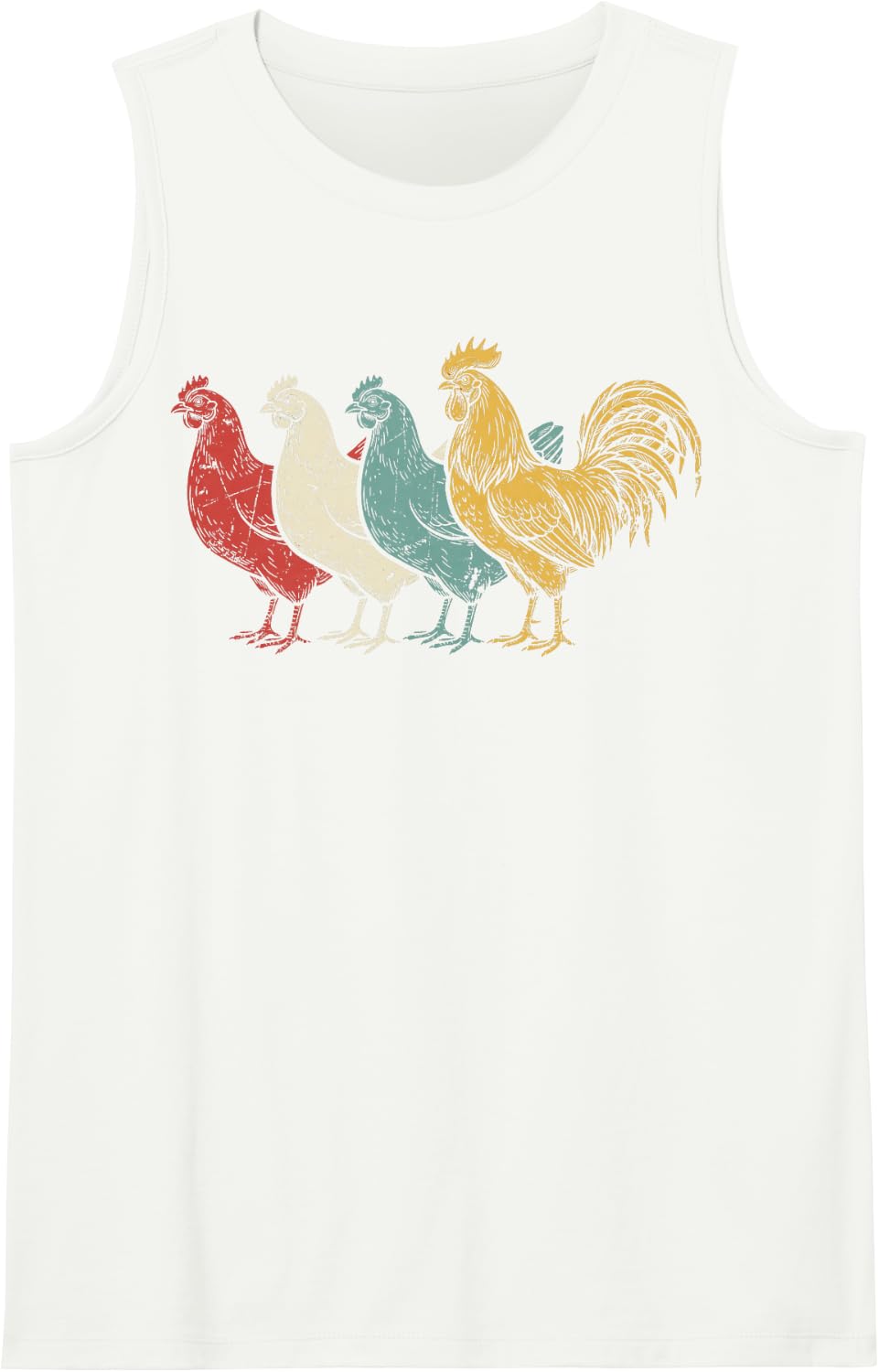 Vintage Chickens Farm Animals Farm Farmer Farming Ranchers Sleeveless Tank Top - White