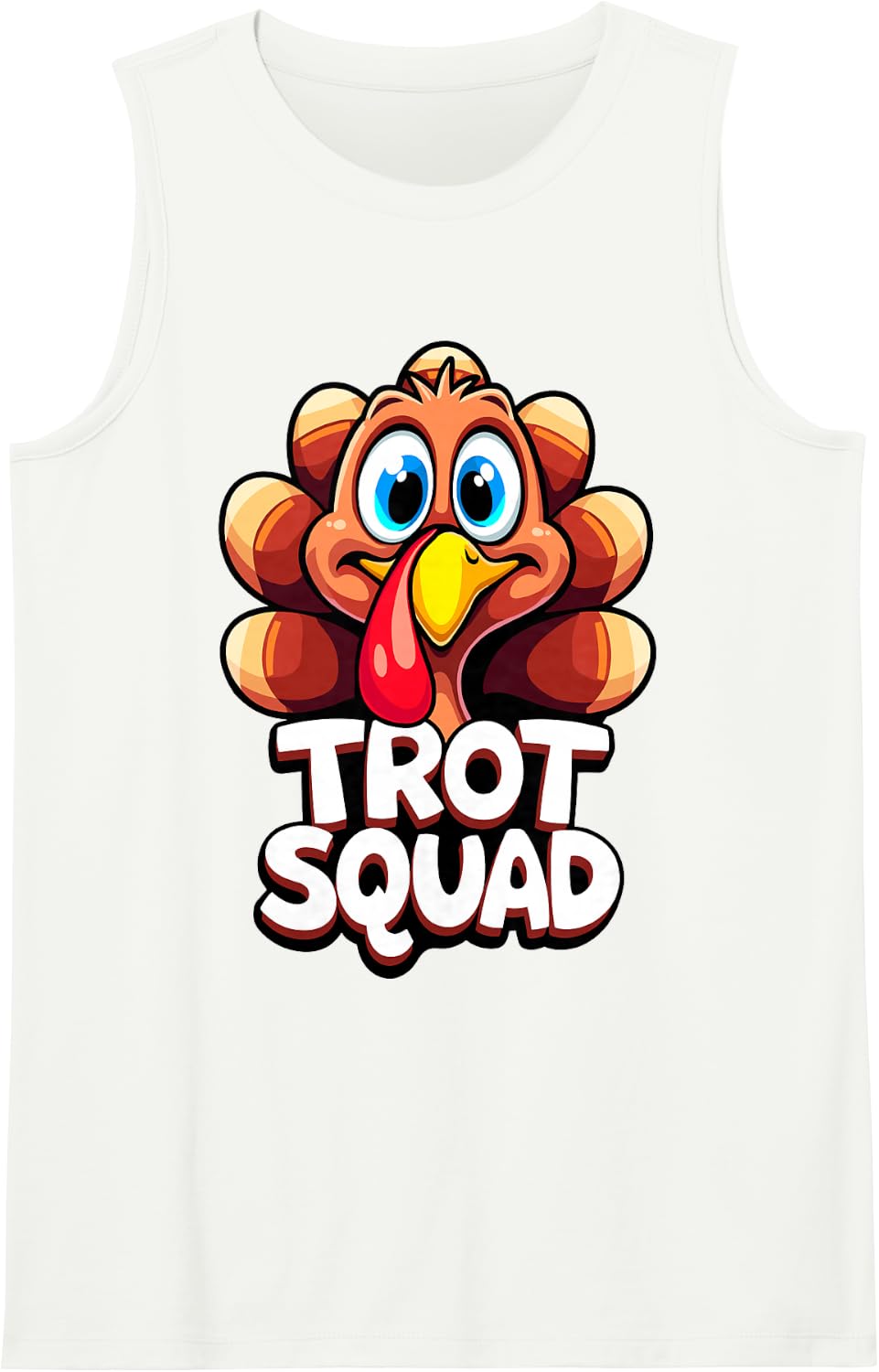 Trot Squad Thanksgiving Turkey Day Funny Family Dinner Sleeveless Tank Top - White