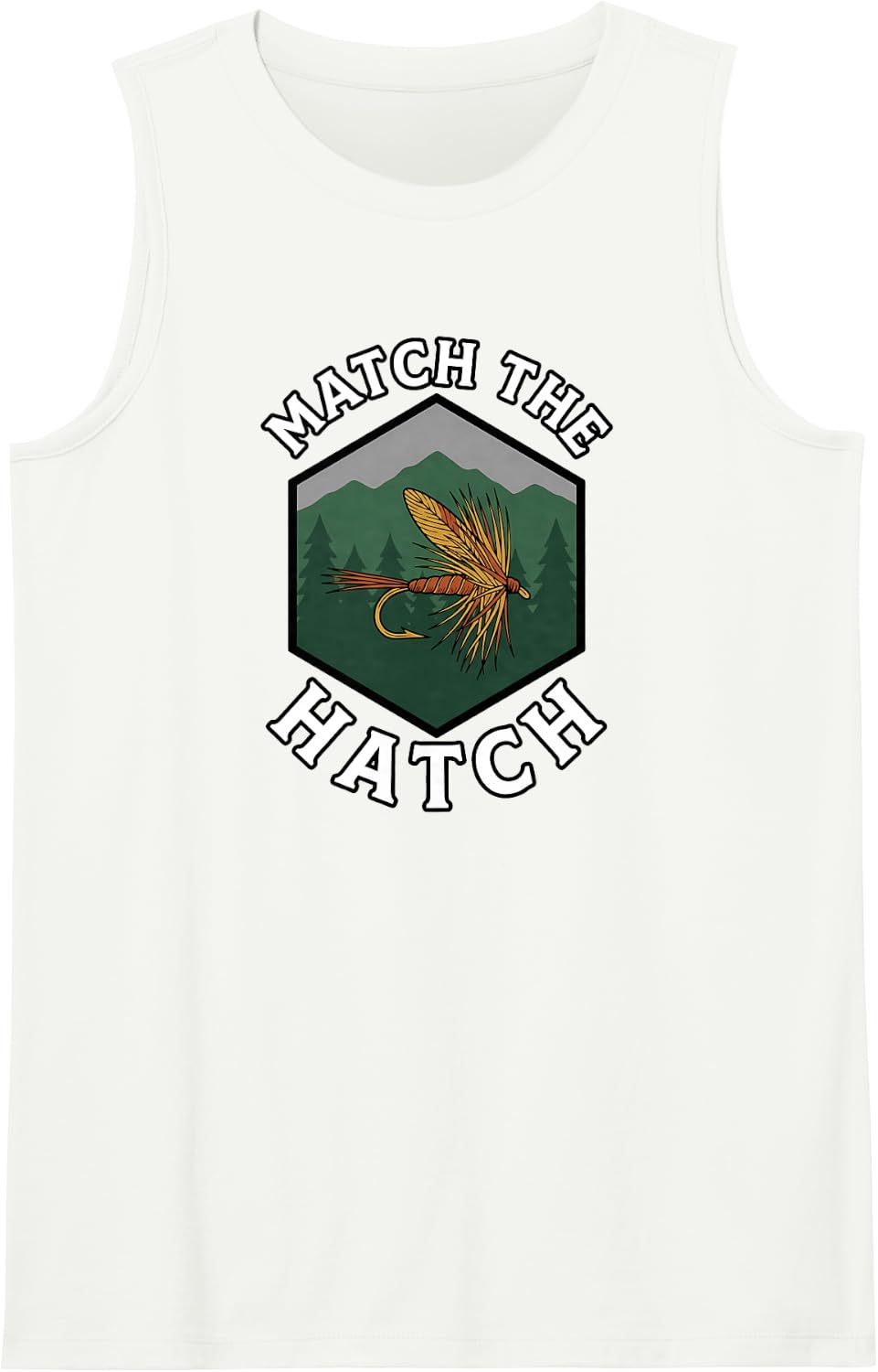 Fly Fishing Match The Hatch Trout Angler Dry Fly Lure Tank Top - White