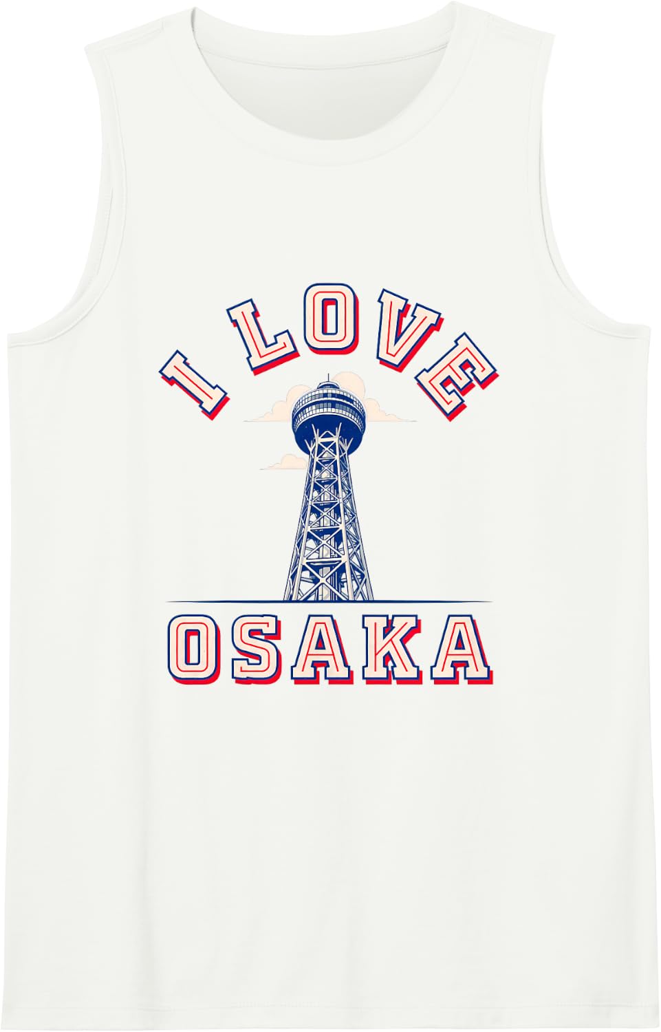 I Love Osaka Kansai Japan Observation Tower Souvenir Sleeveless Tank Top - White