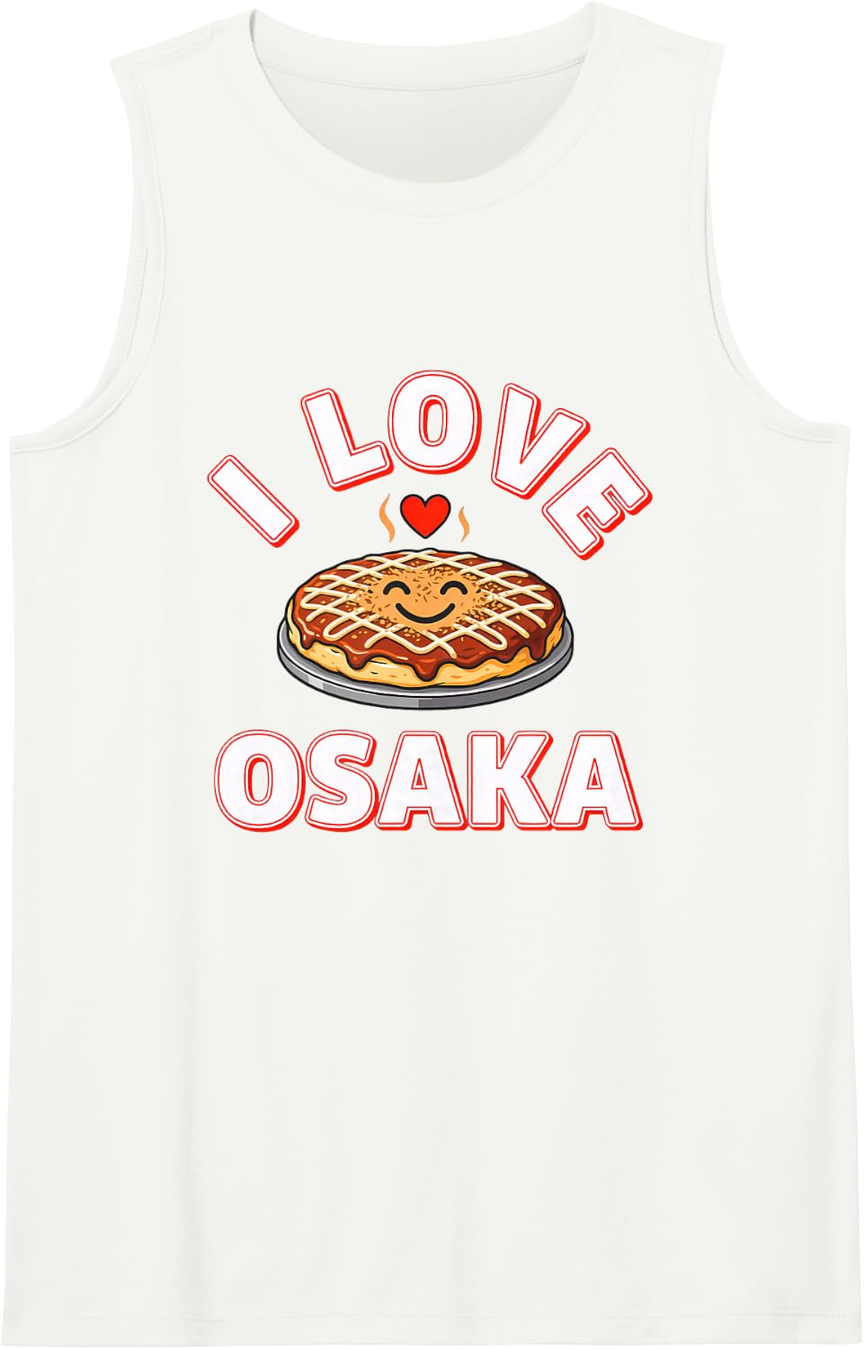 I Love Osaka Okonomiyaki Japanese Food Lover Kansai Trip Sleeveless Tank Top - White