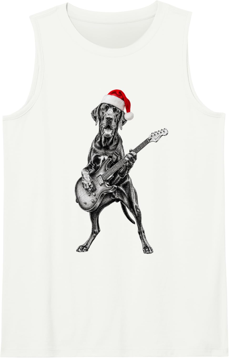 Great Dane X-Mas Rock Music Sleeveless Tank Top - White