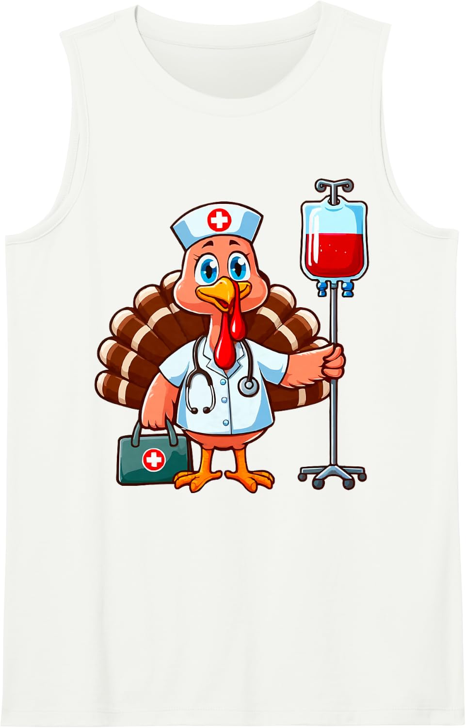 Happy Thanksgiving Nurse Turkey Day Family Dinner Funny Tee Sleeveless Tank Top - White